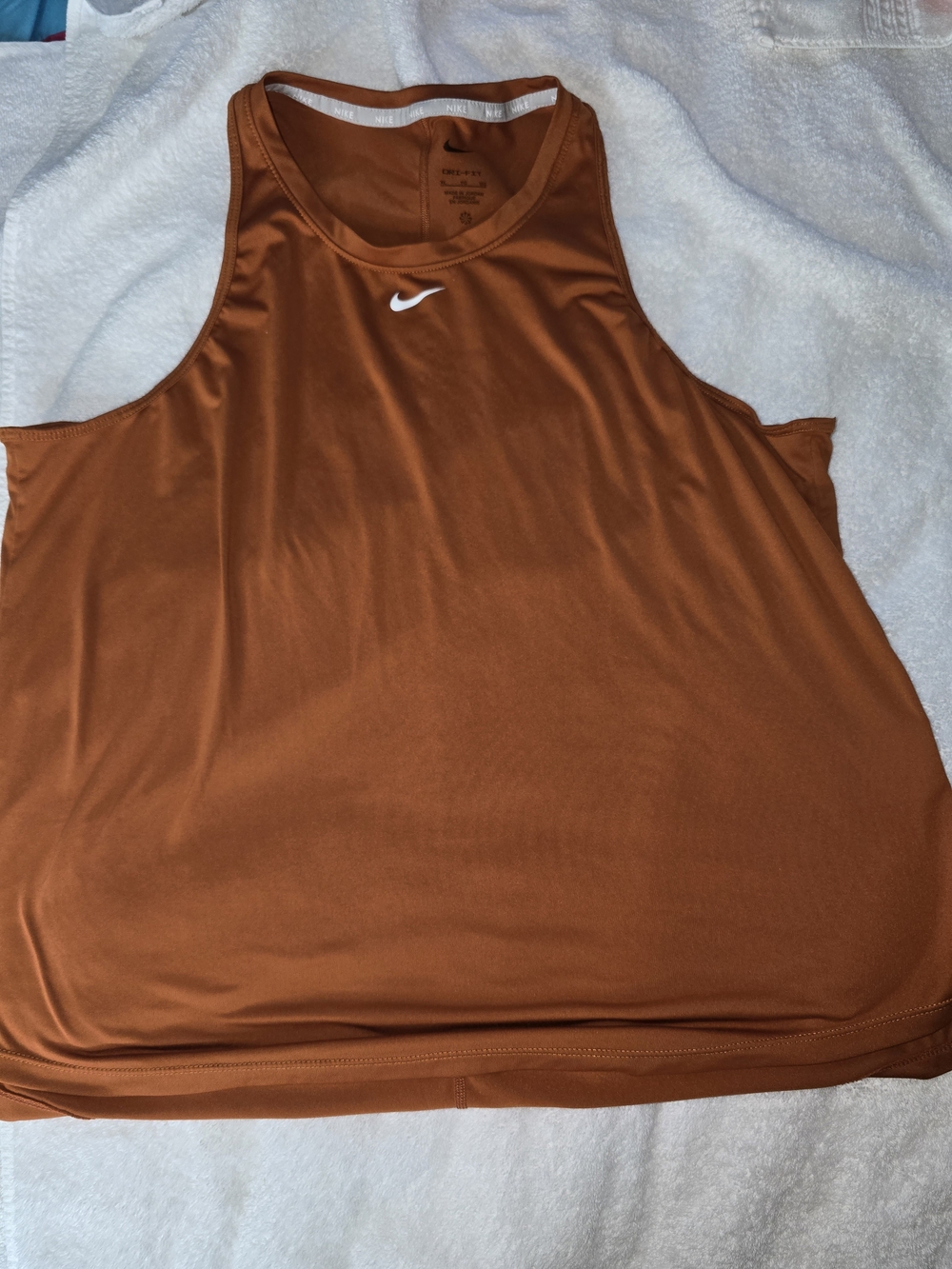 Nike Rust Orange Athletic Tank with White Swoosh
